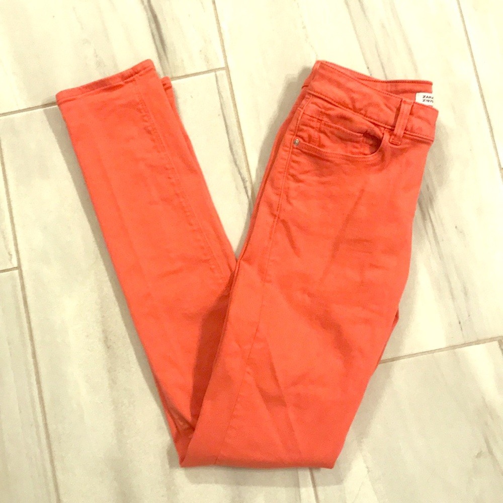 Zara denim coral skinny jeans